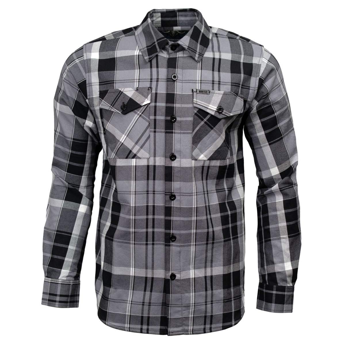 MMCC Men's Mastodon Gray Black White Cotton Long Sleeve Flannel Shirt - MMC11606