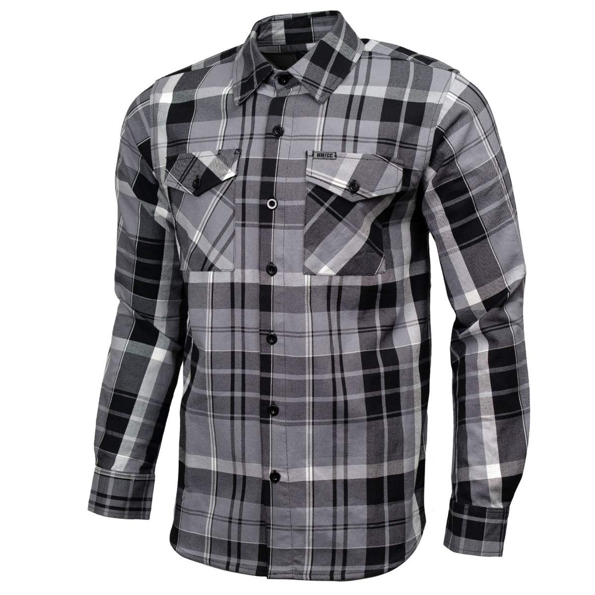 MMCC Men's Mastodon Gray Black White Cotton Long Sleeve Flannel Shirt - MMC11606