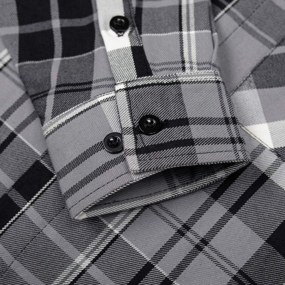 MMCC Men's Mastodon Gray Black White Cotton Long Sleeve Flannel Shirt - MMC11606