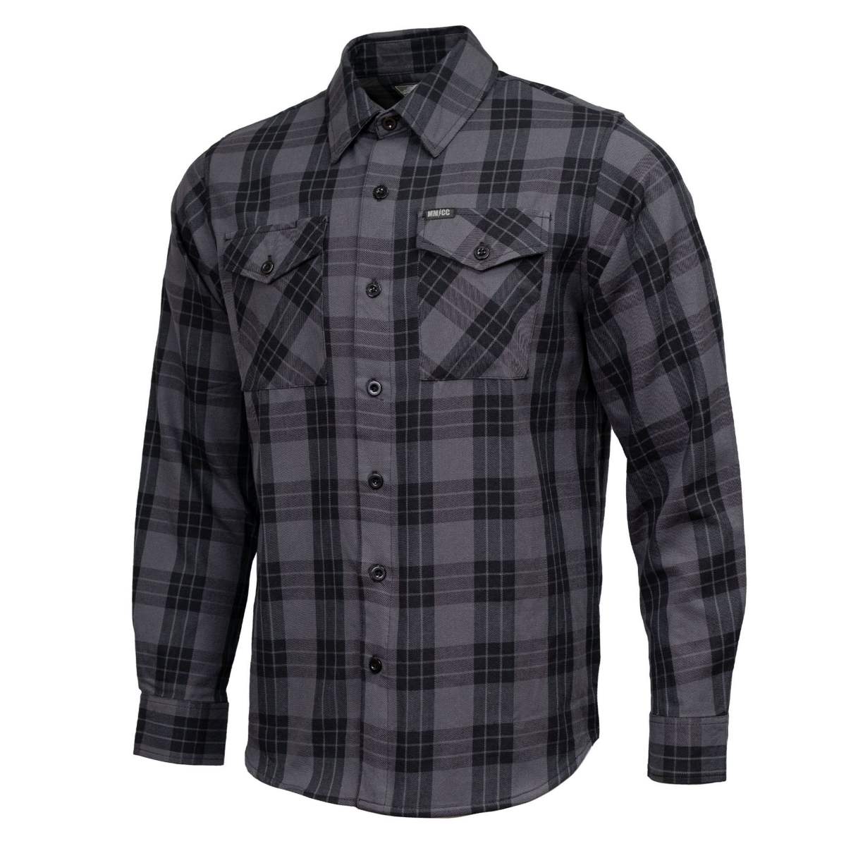 MMCC Men's Smoke Screen Gray Black Cotton Long Sleeve Flannel Shirt - MMC11607