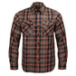 MMCC Men's Brimstone Plaid Black Orange Tan Flannel Shirt - 100% Cotton with Microfiber Wipe Panel - MMC11608