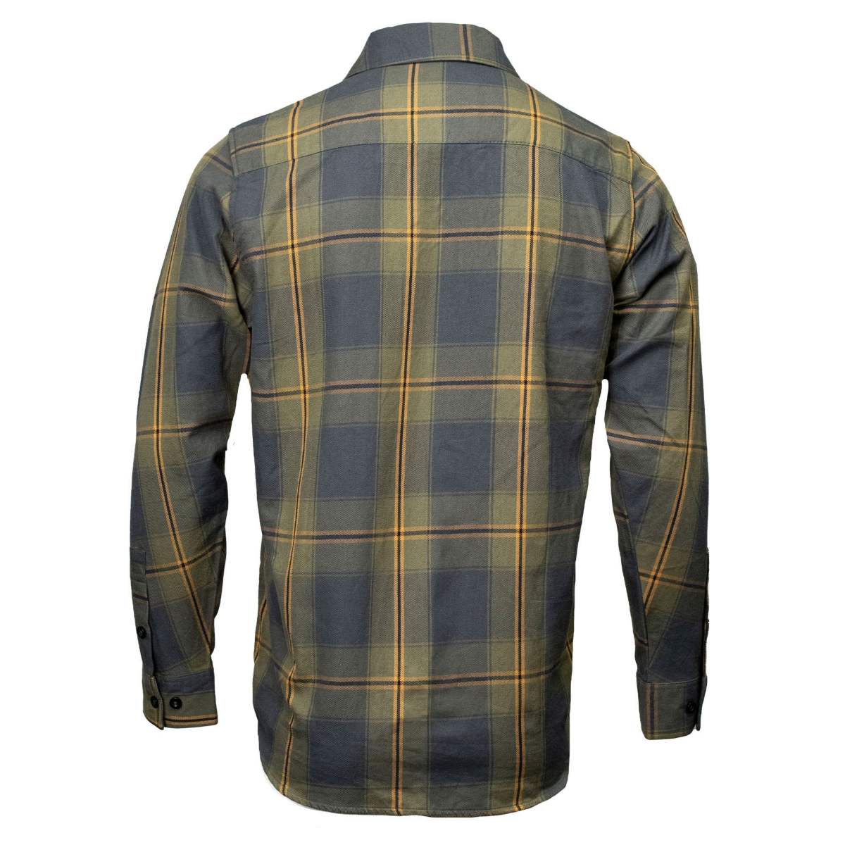 MMCC Garrison Men's Olive Gray Black Plaid Flannel Shirt - 100% Cotton Long Sleeve Button-Up - MMC11621