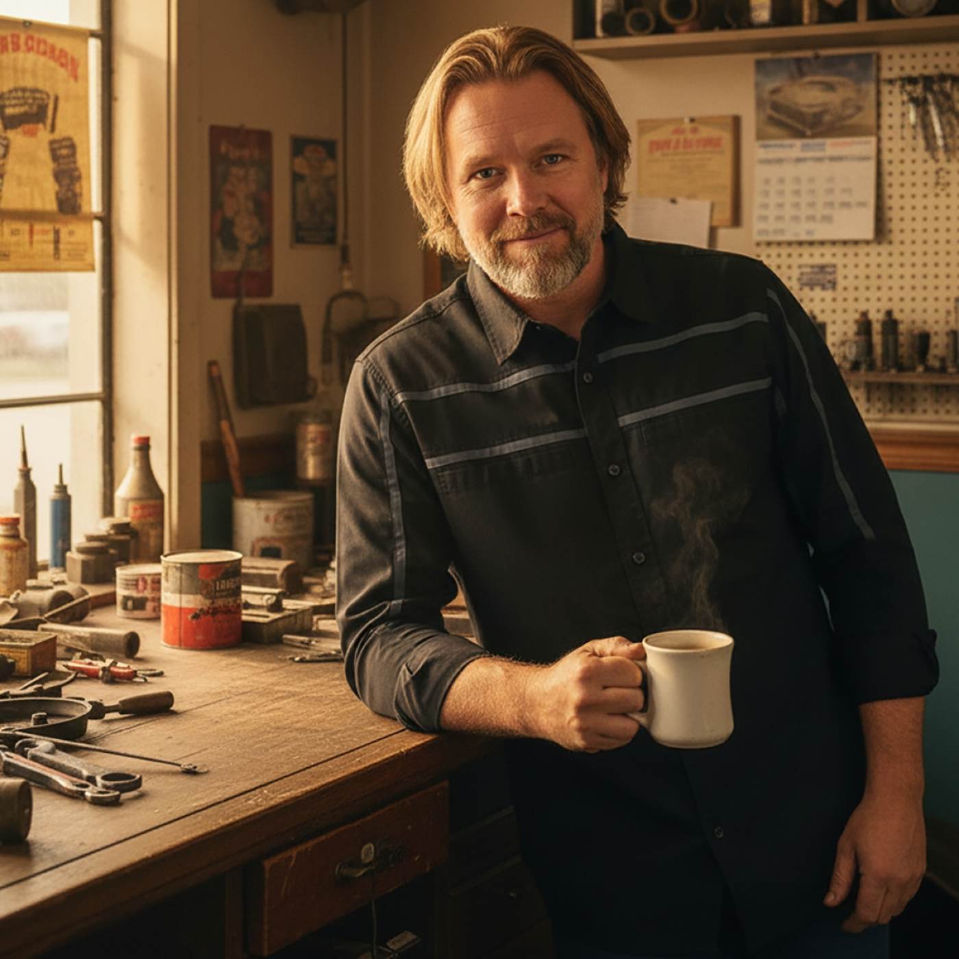 MMCC Men's Octane Long Sleeve Mechanic Shirt - Black with Grey Stripe - 50-50 Cotton Poly - MMCC16000