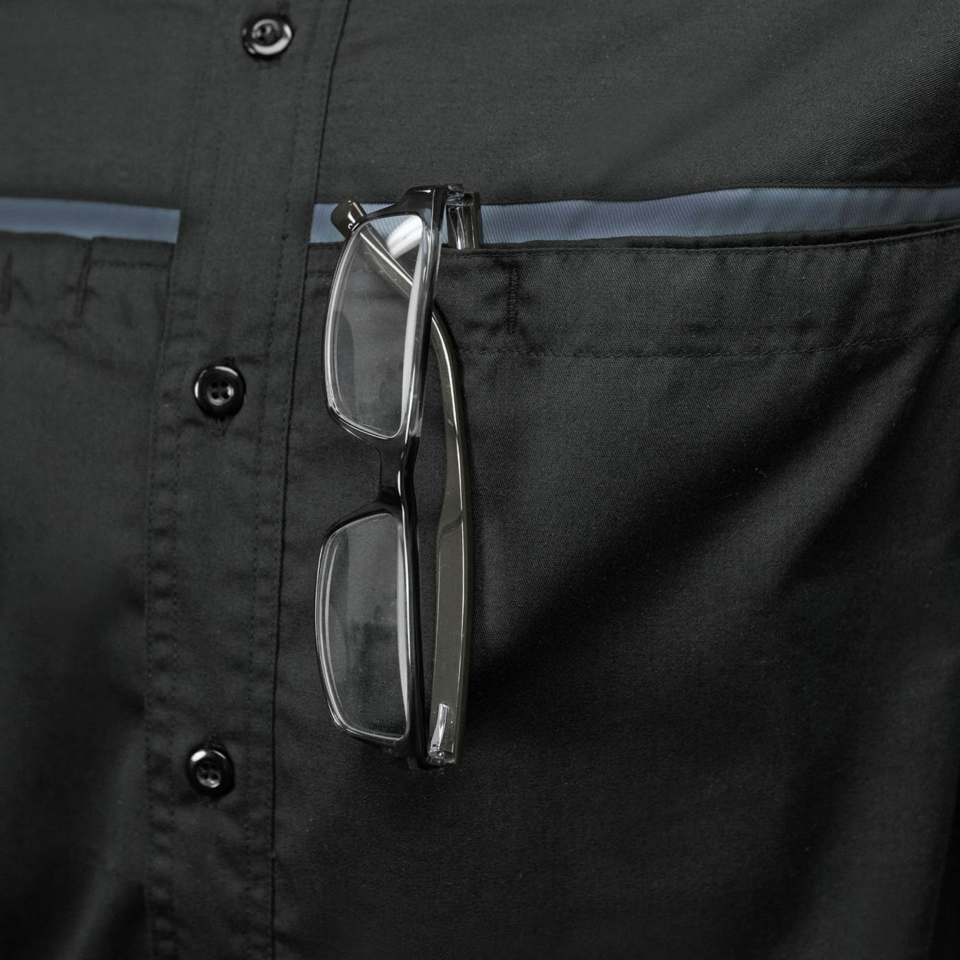 MMCC Men's Octane Long Sleeve Mechanic Shirt - Black with Grey Stripe - 50-50 Cotton Poly - MMCC16000