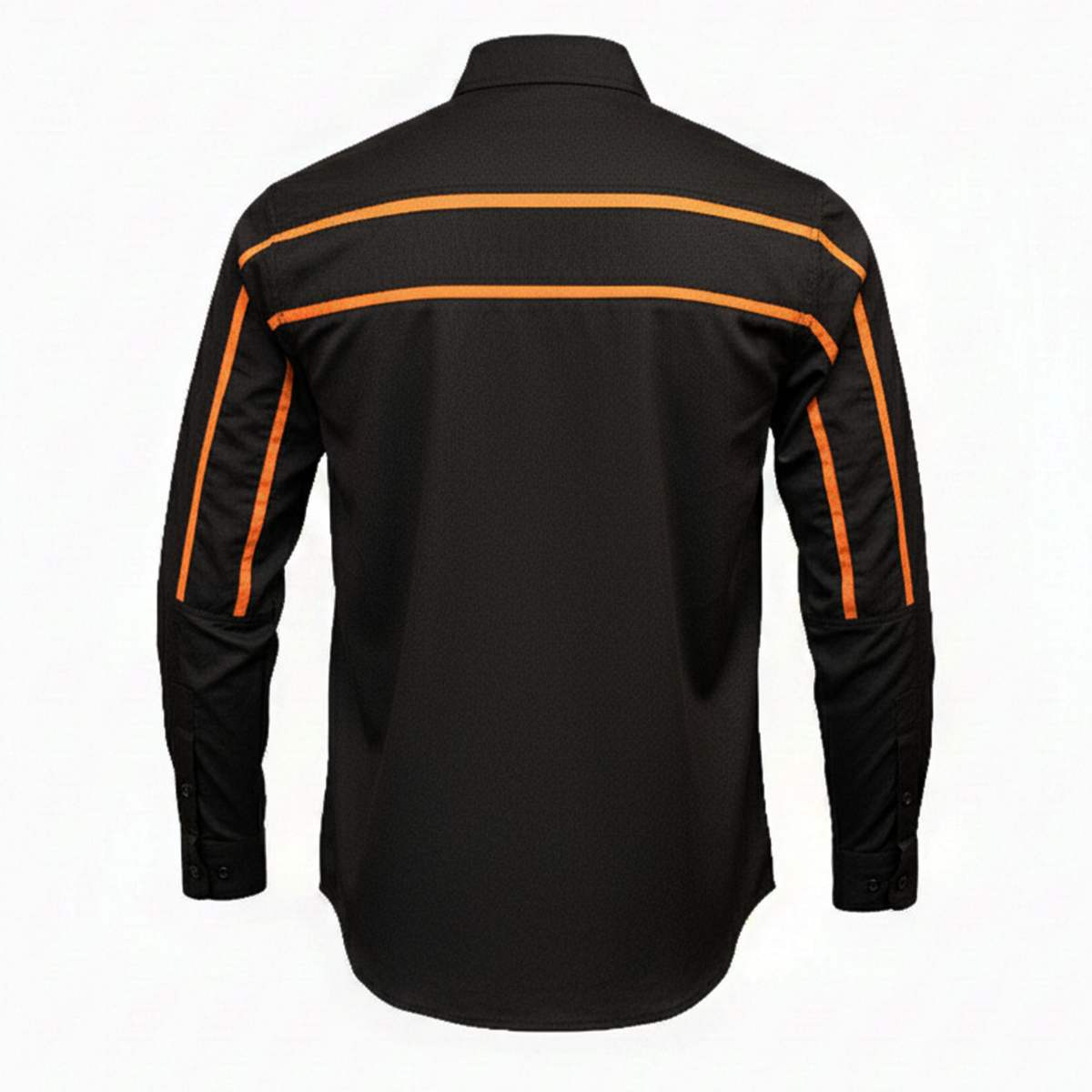 MMCC Men's Octane Long Sleeve Mechanic Shirt - Black with Orange Stripe - 50-50 Cotton Poly - MMCC16003