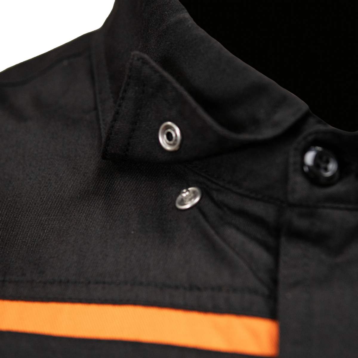 MMCC Men's Octane Long Sleeve Mechanic Shirt - Black with Orange Stripe - 50-50 Cotton Poly - MMCC16003