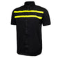 MMCC Men's Petrol Mechanic Button Up Shop Shirt, Reflective Strip, 2-Chest Pockets - Black-Neon Green - MMC16005