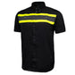 MMCC Men's Petro Mechanic Button Up Shop Shirt, Reflective Strip, 2-Chest Pockets - Black-Grey-Green - MMC16007