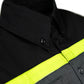 MMCC Men's Petro Mechanic Button Up Shop Shirt, Reflective Strip, 2-Chest Pockets - Black-Grey-Green - MMC16007