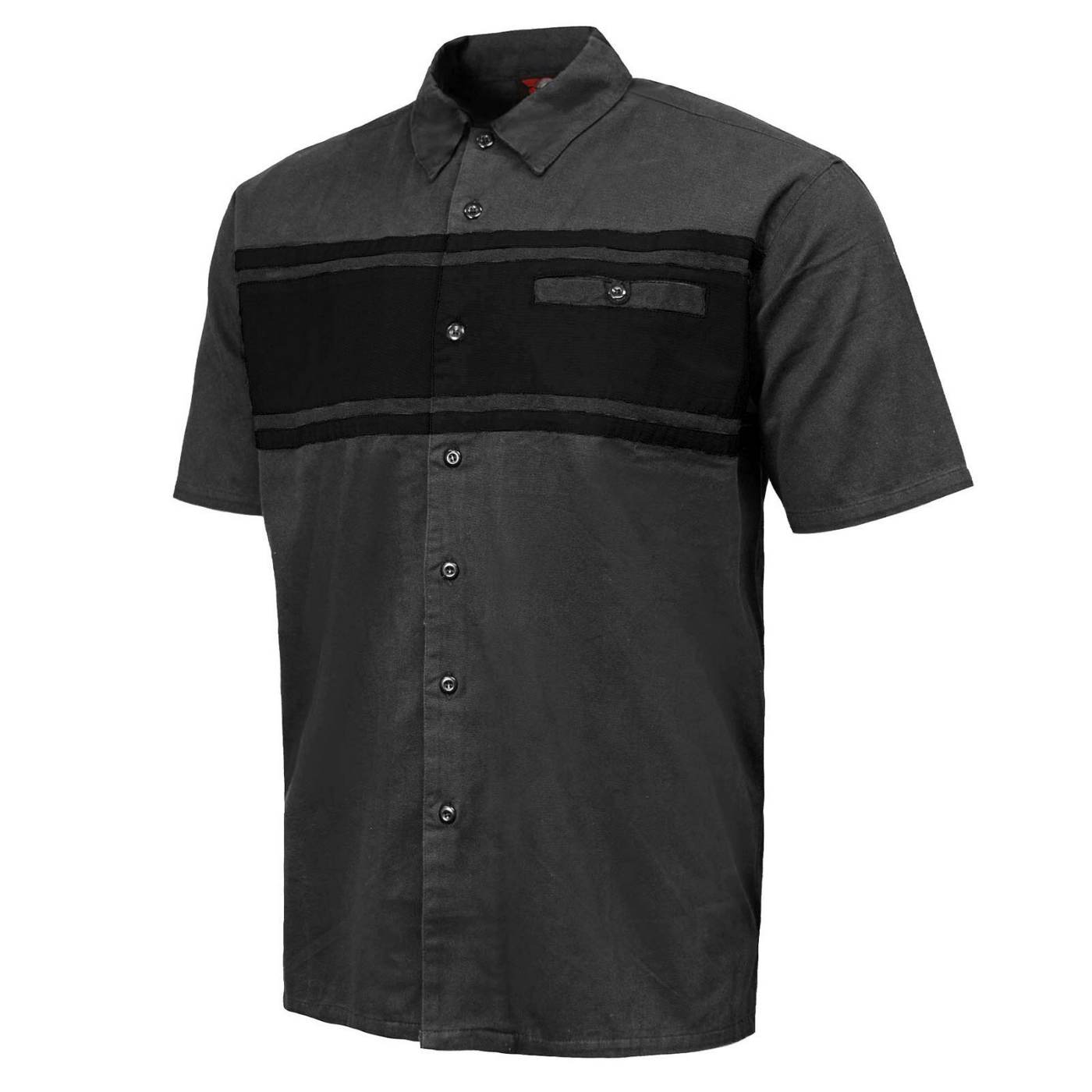 MMCC Men's Gear Head Grey/Black Mechanic Shirt - Microfiber Panel - MMC16017
