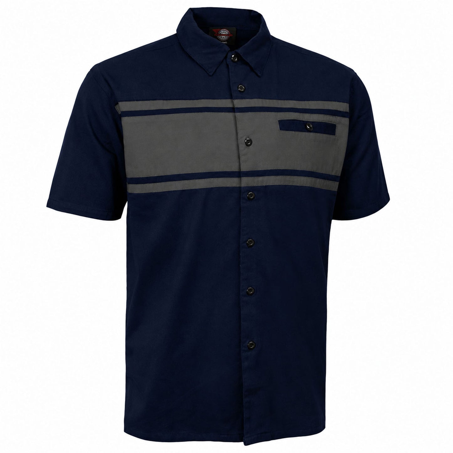 MMCC Men's Gear Head Blue/Grey Mechanic Shirt - Microfiber Panel - MMC16019
