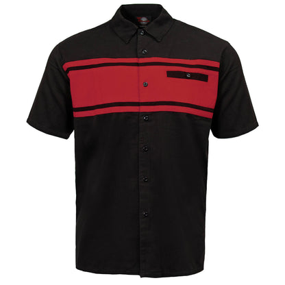 MMCC Men's Gear Head Black/Red Mechanic Shirt - Microfiber Panel - MMC16020
