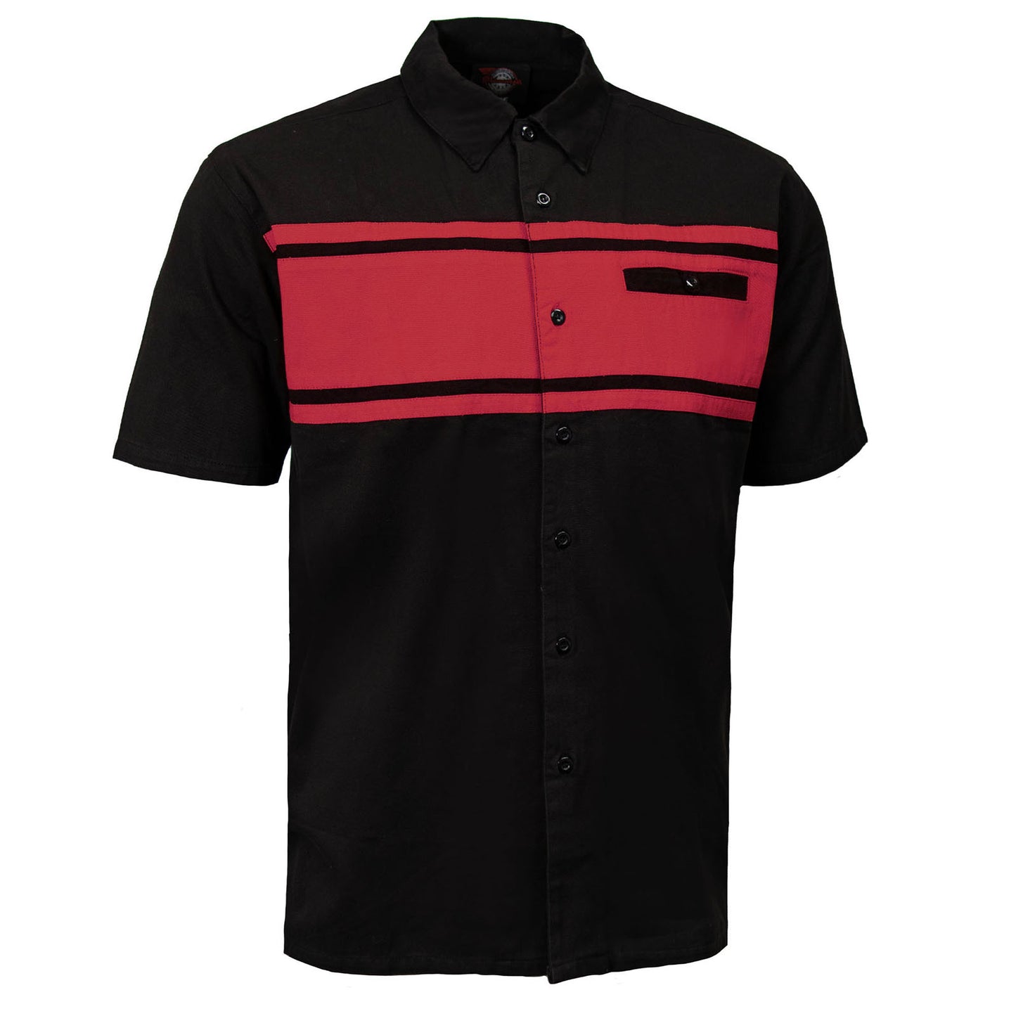 MMCC Men's Gear Head Black/Red Mechanic Shirt - Microfiber Panel - MMC16020