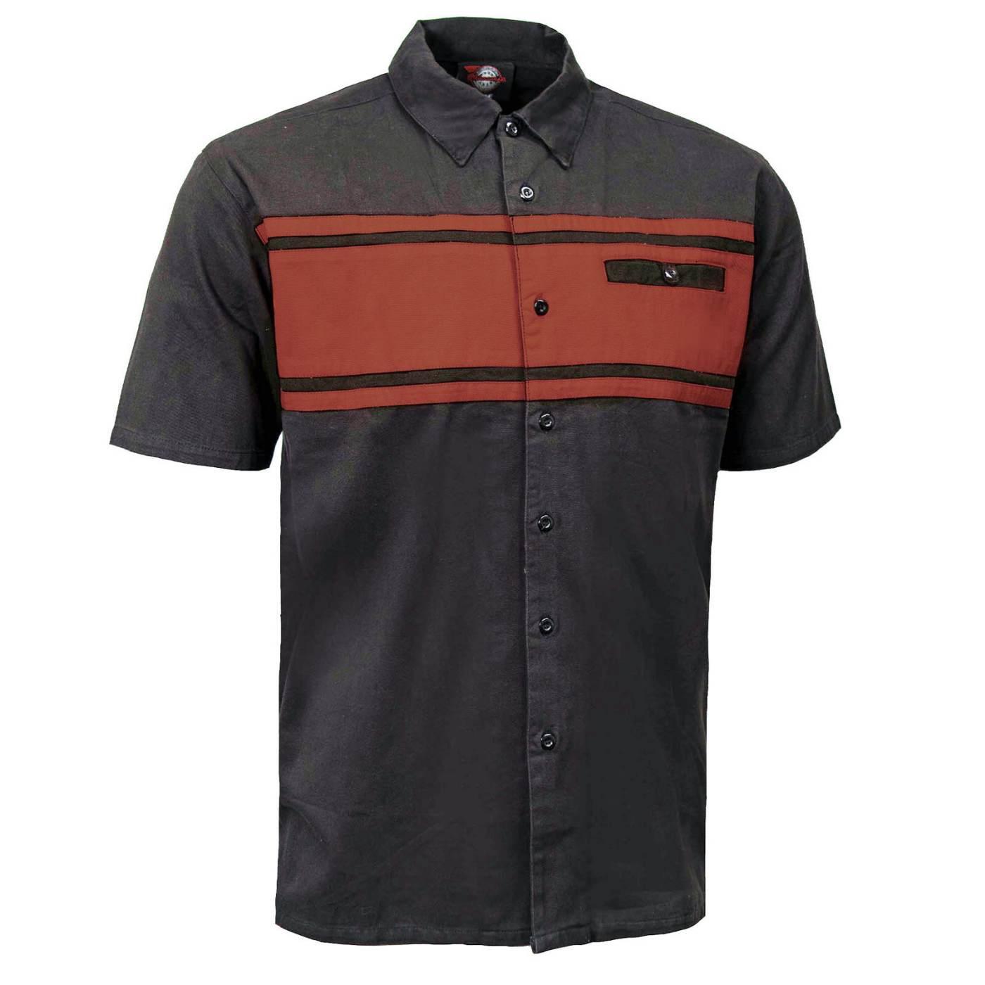 MMCC Men's Gear Head Grey/Texas Orange Mechanic Shirt - Microfiber Panel - MMC16021