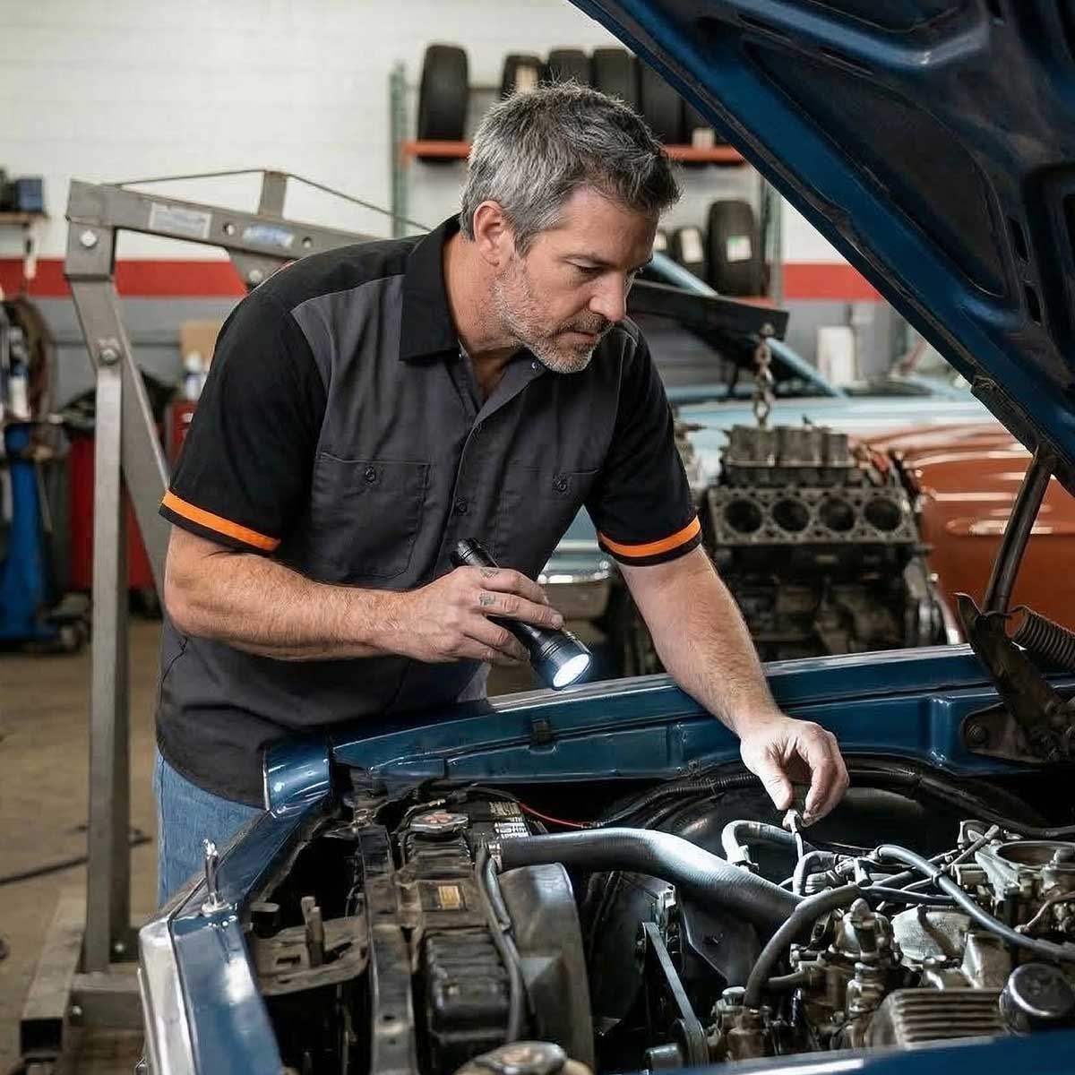 MMCC Men's Pit Line Mechanic Button Up Shirt - Dual Chest Pockets - Microfiber Panel - Rider Ready - MMC16023