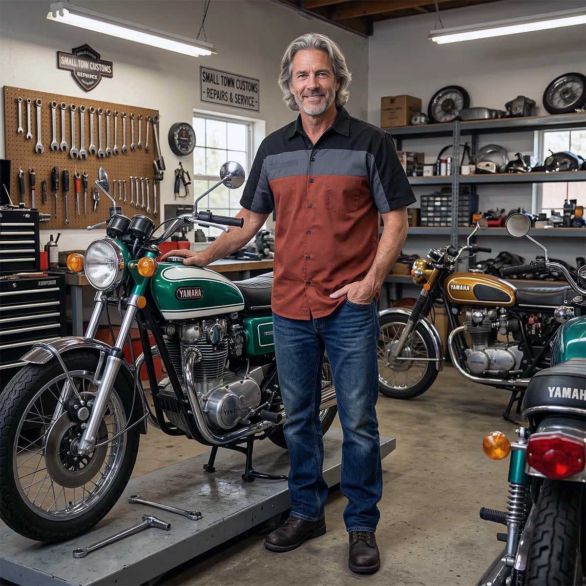 MMCC Men's Pit Line Mechanic Button Up Shirt - Dual Chest Pockets - Microfiber Panel - Rider Ready - MMC16028