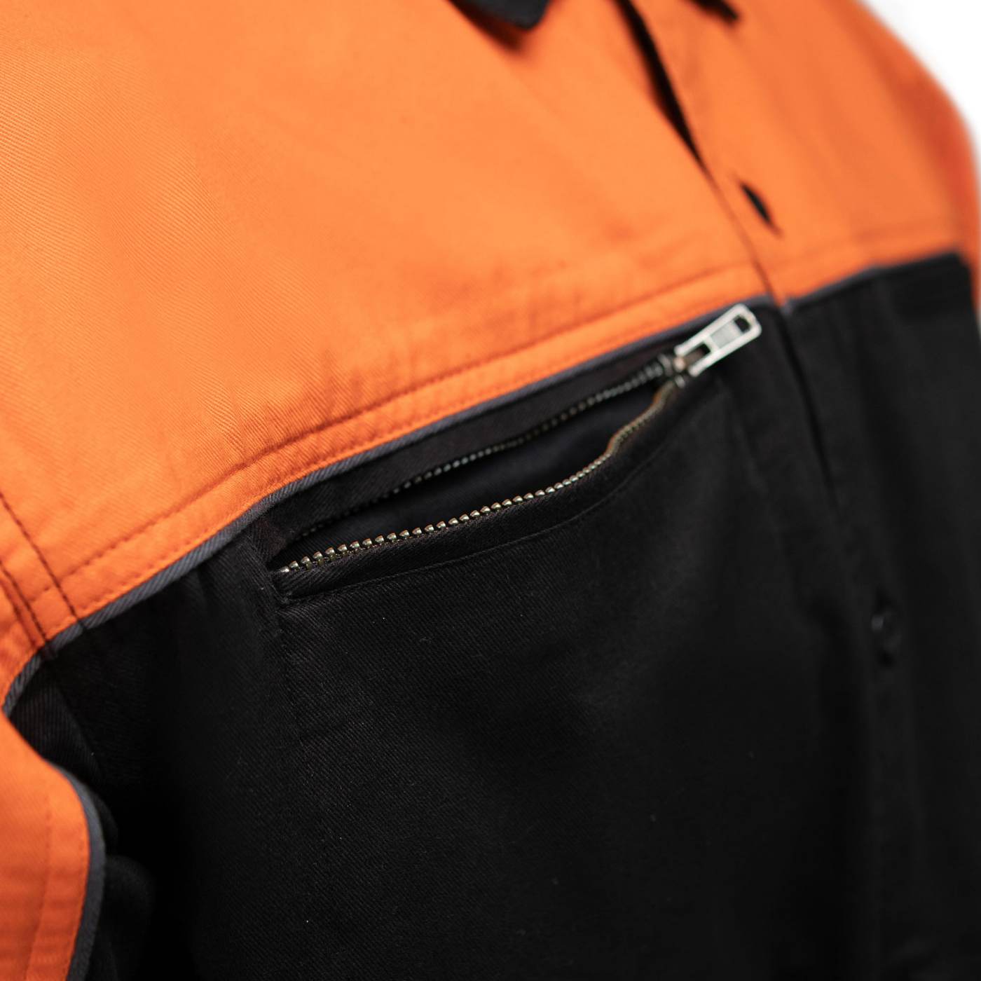 MMCC Men's Reveline Black Orange Grey Classic Mechanic Shirt - 100% Cotton W/ Microfiber Panel - MMC16029