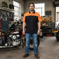 MMCC Men's Reveline Black Orange Grey Classic Mechanic Shirt - 100% Cotton W/ Microfiber Panel - MMC16029