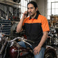 MMCC Men's Reveline Black Orange Grey Classic Mechanic Shirt - 100% Cotton W/ Microfiber Panel - MMC16029