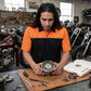 MMCC Men's Reveline Black Orange Grey Classic Mechanic Shirt - 100% Cotton W/ Microfiber Panel - MMC16029