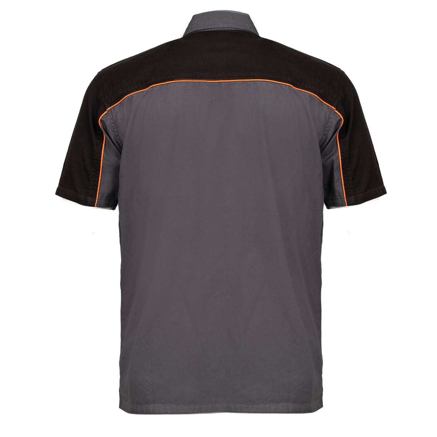 MMCC Men's Reveline Grey Black Orange Classic Mechanic Shirt - 100% Cotton w/ Microfiber Panel - MMC16030
