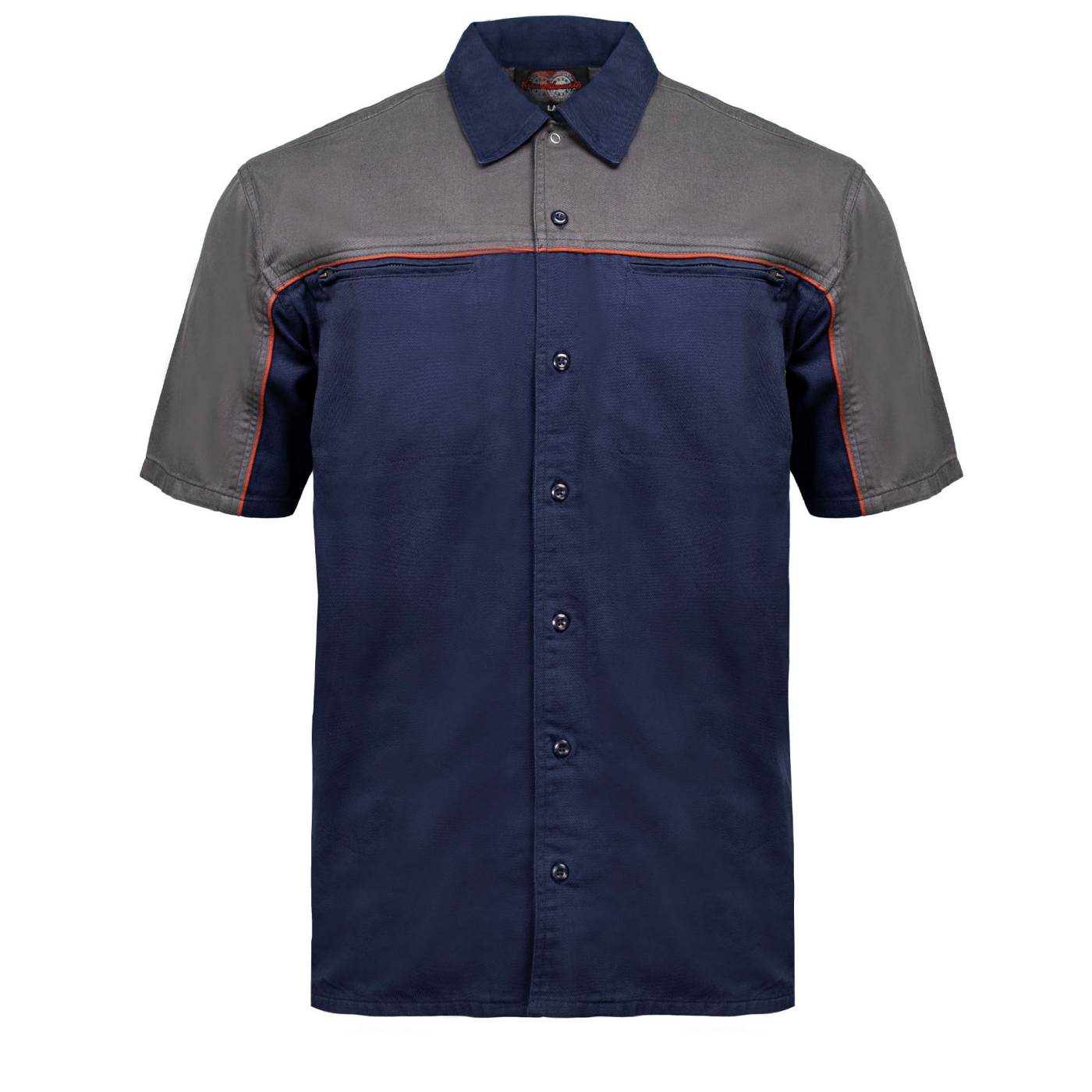 MMCC Men's Reveline Blue Grey Copper Classic Mechanic Shirt - 100% Cotton w/ Microfiber Panel - MMC16032
