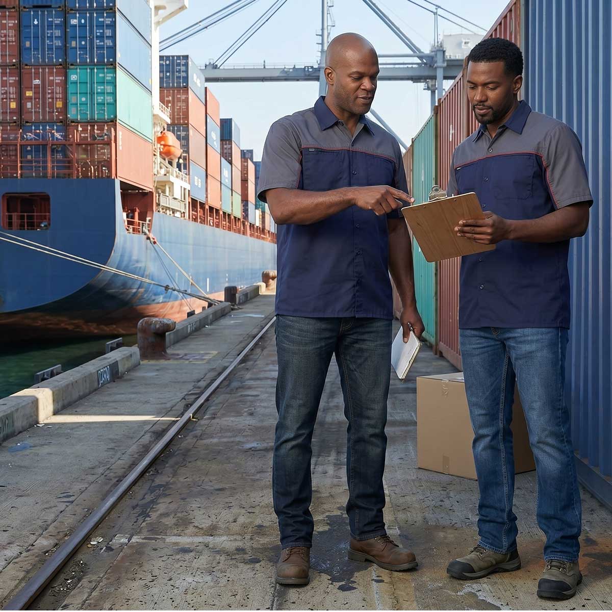 MMCC Men's Reveline Blue Grey Copper Classic Mechanic Shirt - 100% Cotton w/ Microfiber Panel - MMC16032
