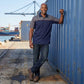 MMCC Men's Reveline Blue Grey Copper Classic Mechanic Shirt - 100% Cotton w/ Microfiber Panel - MMC16032