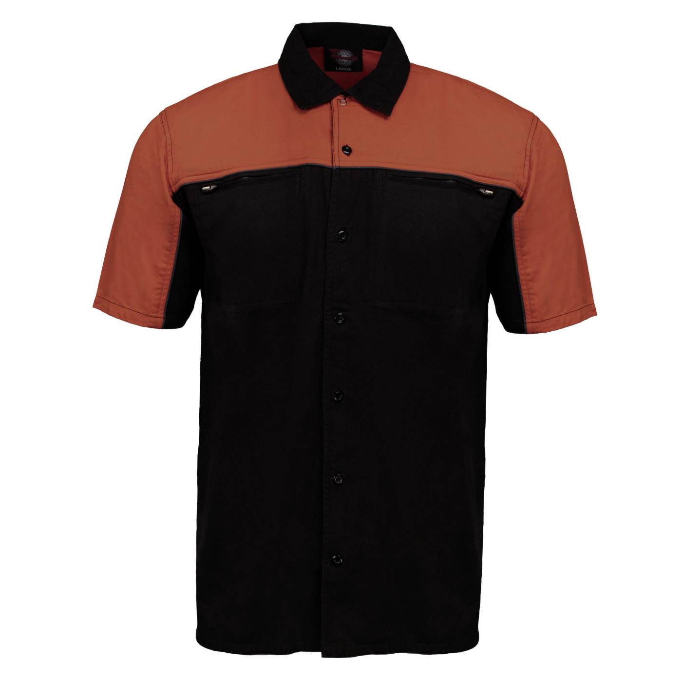 MMCC Men's Reveline Black Copper Grey Classic Mechanic Shirt - 100% Cotton w/ Microfiber Panel - MMC16033