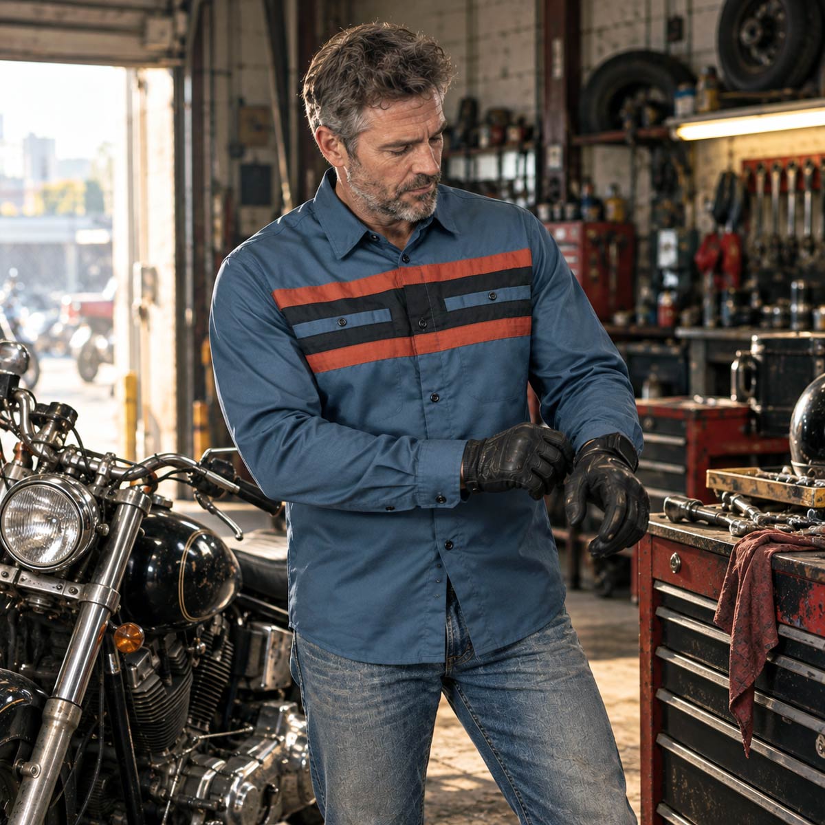 MMCC Men's Shift Crew Long Sleeve Vented Mechanic Shop Shirt - MMC16153