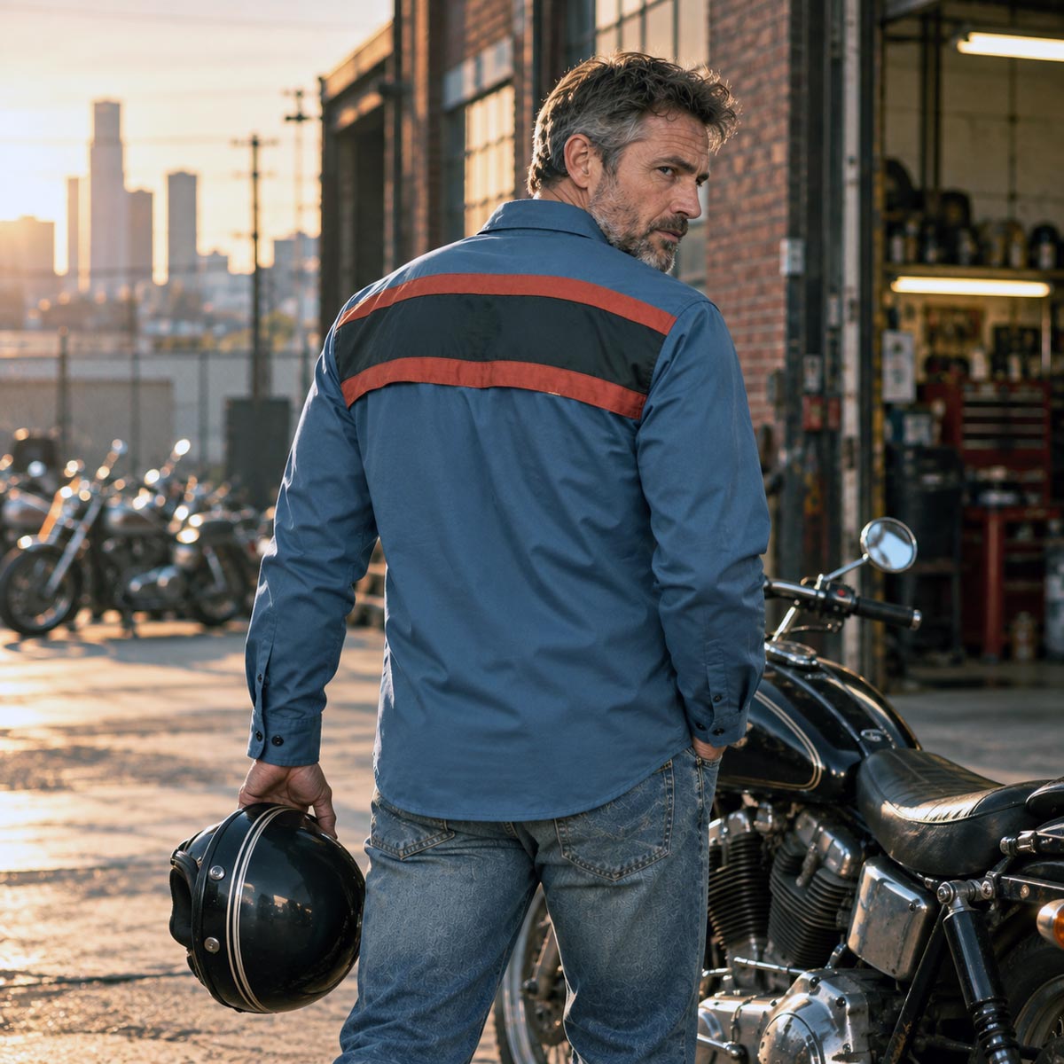 MMCC Men's Shift Crew Long Sleeve Vented Mechanic Shop Shirt - MMC16153