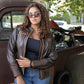 MMCC Women's Rebel Brown Leather Motorcycle Jacket - MMC20003