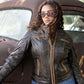 MMCC Women's Rebel Brown Leather Motorcycle Jacket - MMC20003