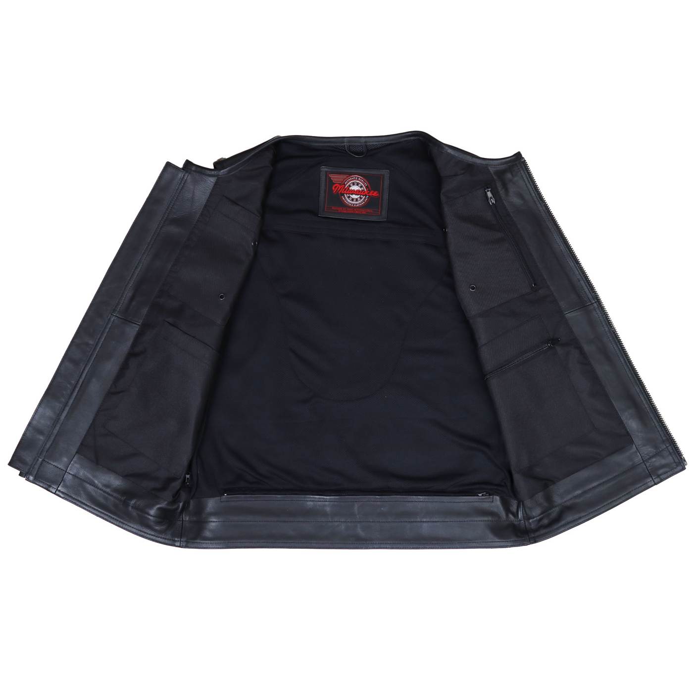 Milwaukee Motorcycle Clothing Co. Men's Quick-Draw Stylesh Premium Black Leather MC Biker Vest MMC30001
