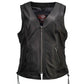 Milwaukee Motorcycle Clothing Co. Women's Jenni Black Premium Leather V-Neck Side Lace Vest MMC40001