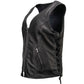 Milwaukee Motorcycle Clothing Co. Women's Jenni Black Premium Leather V-Neck Side Lace Vest MMC40001