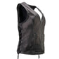 Milwaukee Motorcycle Clothing Co. Women's Jenni Black Premium Leather V-Neck Side Lace Vest MMC40001