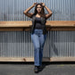 Milwaukee Motorcycle Clothing Co. Women's Born-Free Tall Sizes Black Leather Vest w/ V-Neck, Side Lace, Snap MMC40002