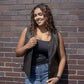 Milwaukee Motorcycle Clothing Co. Women's Born-Free Tall Sizes Black Leather Vest w/ V-Neck, Side Lace, Snap MMC40002