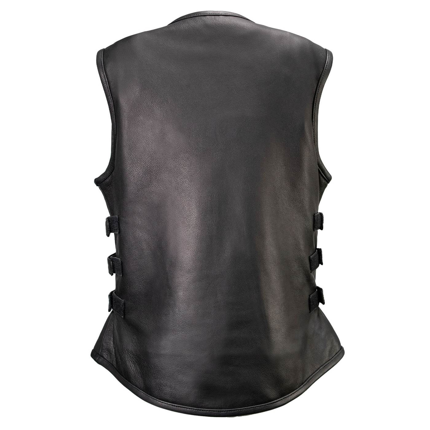 Milwaukee Motorcycle Clothing Co. Women's Gixxer Black Premium Leather Vest w/ Round Neck Side Buckle MMC40003
