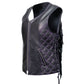 Milwaukee Motorcycle Clothing Co. Women’s Liberty Black and Purple Leather V-Neck Biker Vest w/ Side Lacing MMC40006