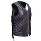 Milwaukee Motorcycle Clothing Co. Women’s Liberty Black and Purple Leather V-Neck Biker Vest w/ Side Lacing MMC40006