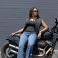 Milwaukee Motorcycle Clothing Co. Women's Gixxer Black Premium Leather Vest w/ Round Neck Side Buckle MMC40003