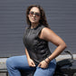 Milwaukee Motorcycle Clothing Co. Women's Gixxer Black Premium Leather Vest w/ Round Neck Side Buckle MMC40003