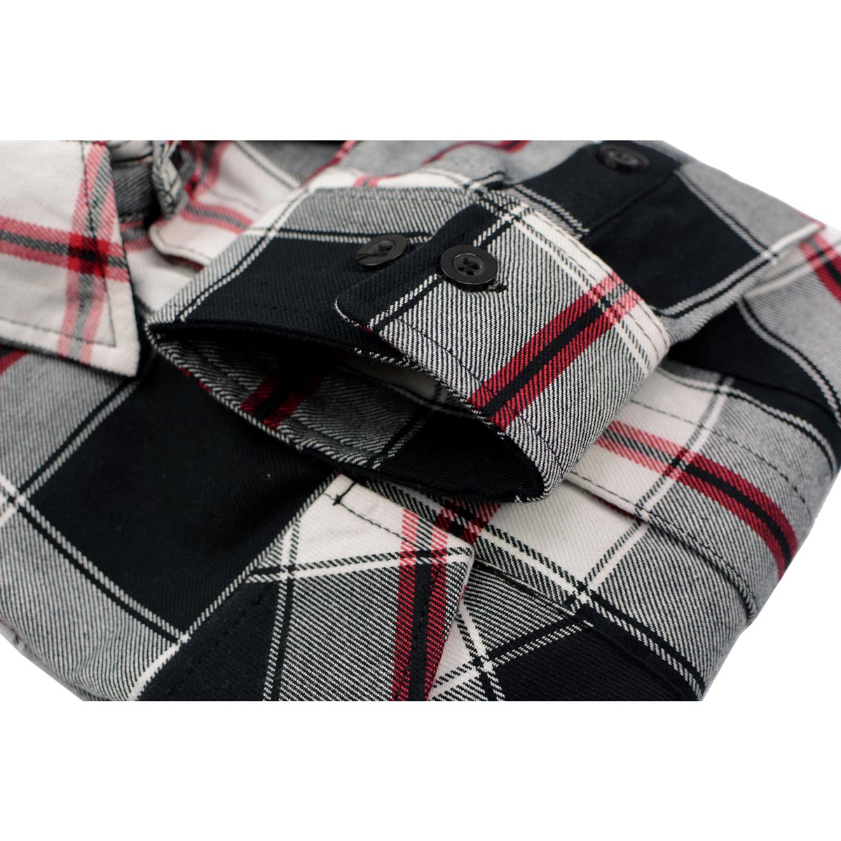 Milwaukee Leather MNG11625 Men's Flannel Plaid Black and White with Red Long Sleeve Cotton Button Down Shirt