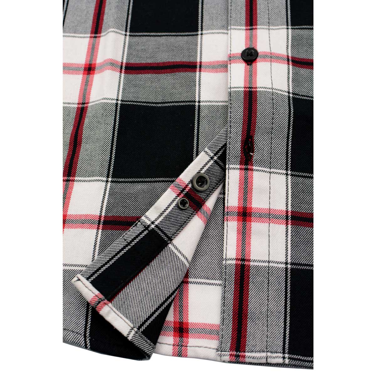 Milwaukee Leather MNG11625 Men's Flannel Plaid Black and White with Red Long Sleeve Cotton Button Down Shirt