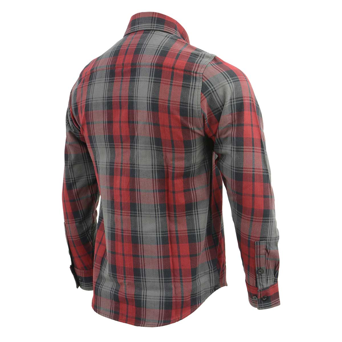 Milwaukee Leather MNG11652 Men's Black Grey and Red Long Sleeve Cotton Flannel Shirt