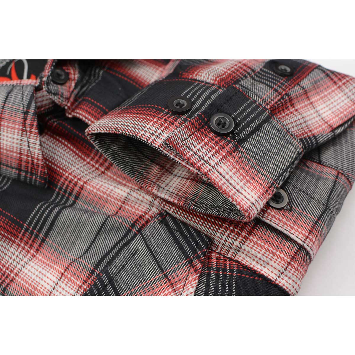 Milwaukee Leather MNG11659 Men's Black and White with Red Long Sleeve Cotton Flannel Shirt