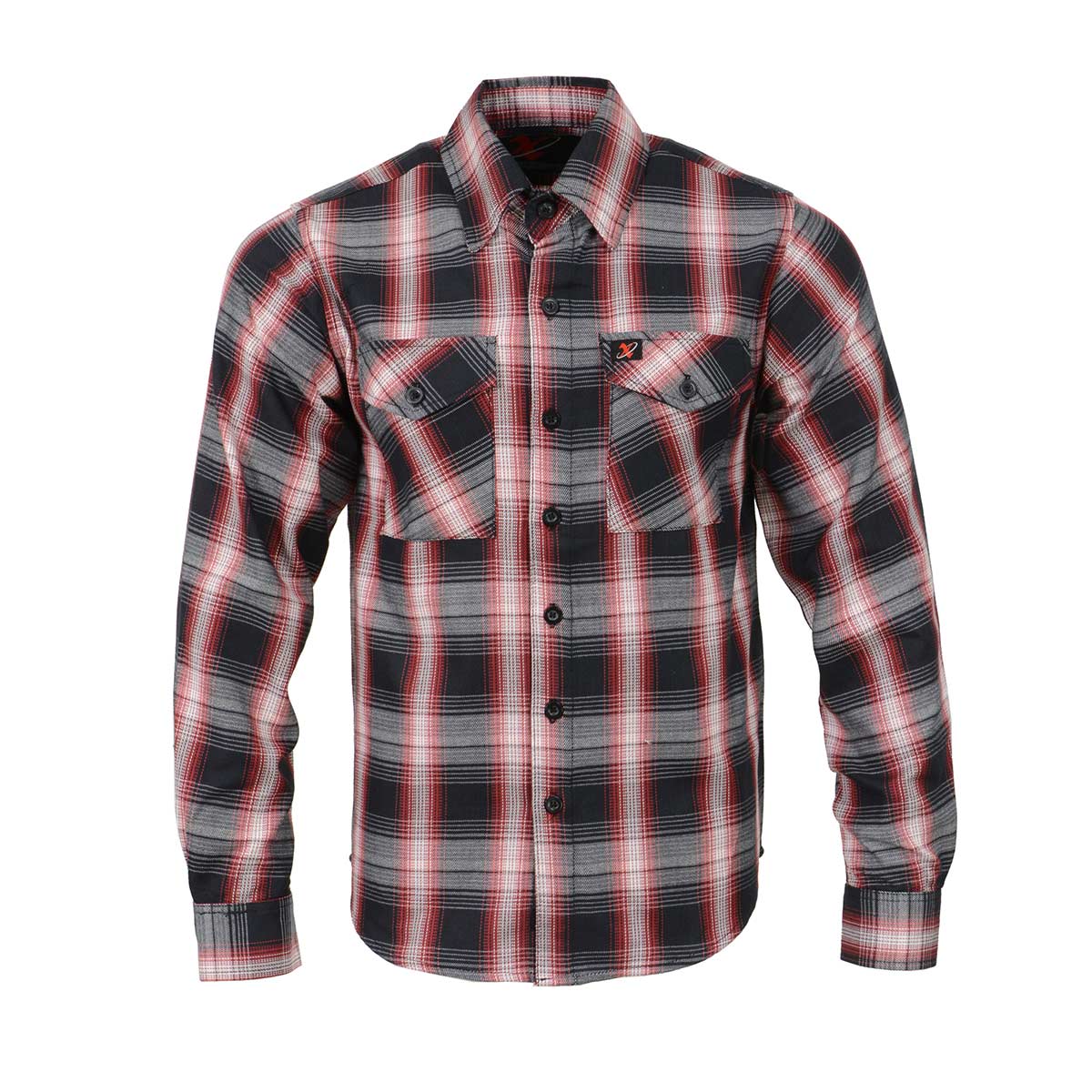 Milwaukee Leather MNG11659 Men's Black and White with Red Long Sleeve Cotton Flannel Shirt