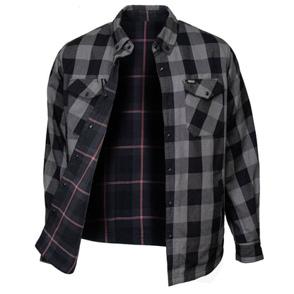 MMCC Men's 'Deadwood' Reversible Flannel Shirt - 100% Cotton Snap Front Plaid w/ Chest and Hand Pockets - MNG11805